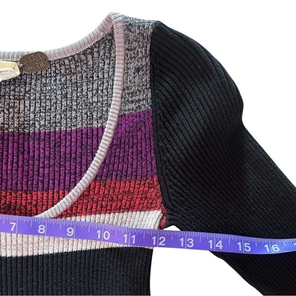 WE THE FREE People Striped Waffle Knit Scoop neck long sleeve peplum top - Picture 5 of 10